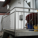 Edelstahl-Gel&auml;nder mit Designstab